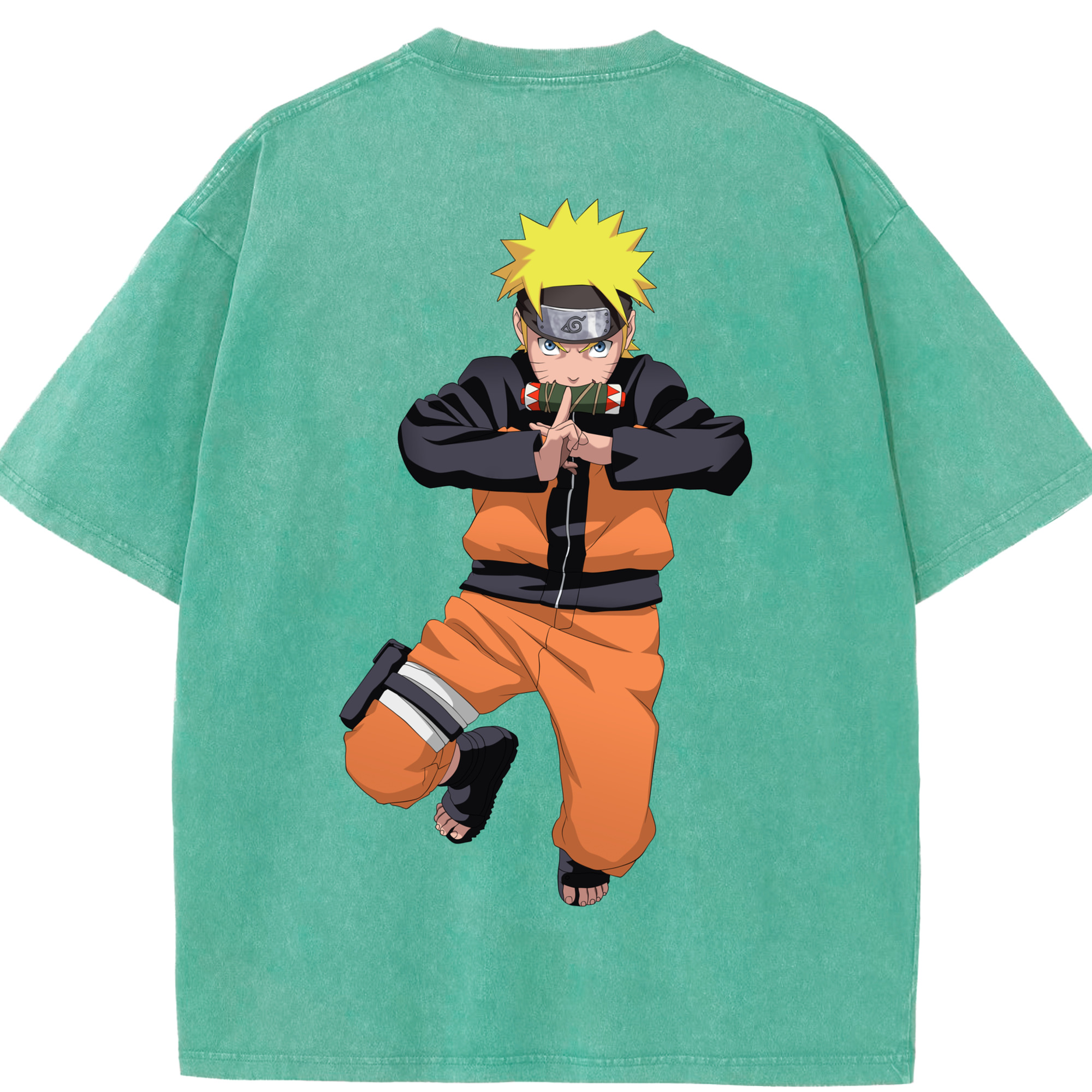 （画像用） NARUTO -ナルト- うずまき ナルト Uzumaki Naruto 綿100% ヴィンテージ風 半袖Tシャツ（背面プリント）